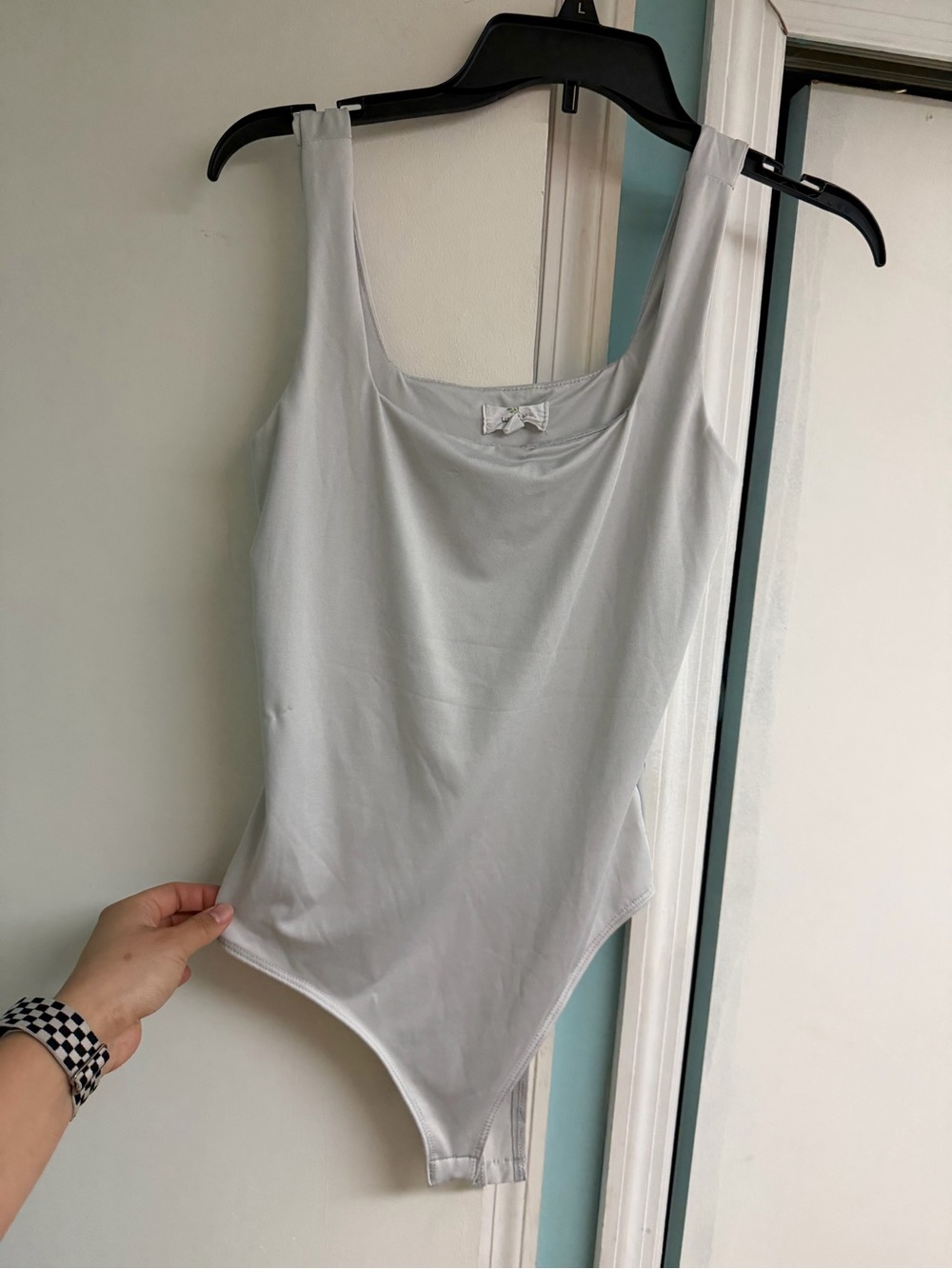 Scoop Neck White Bodysuit with Wide Straps